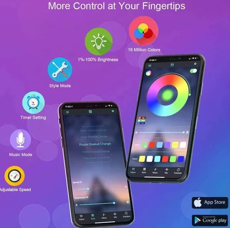 Fita LED USB Bluetooth Luzes RGB Autocolante.